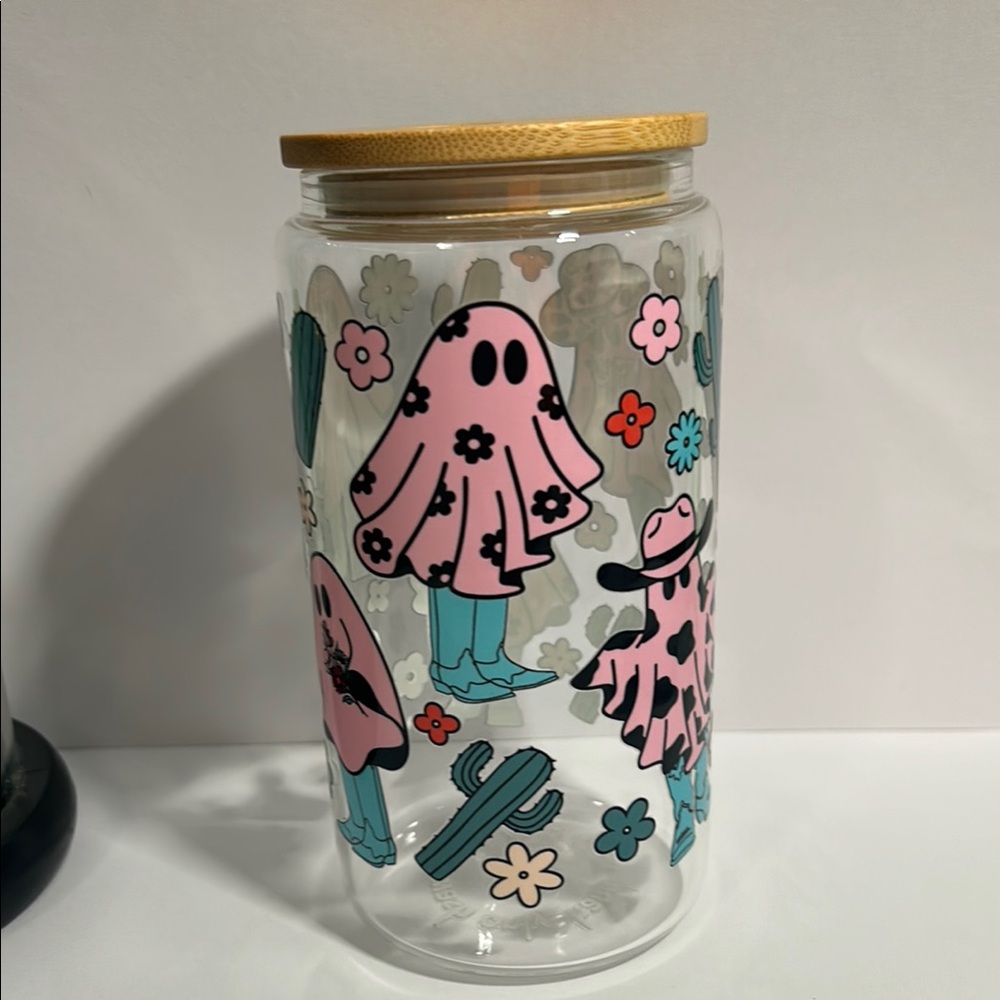Pink ghost glass cup
